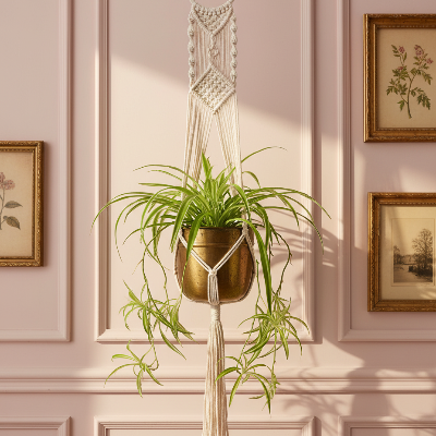 Macramé Plante Bohème SuspendCosy au mur vintage