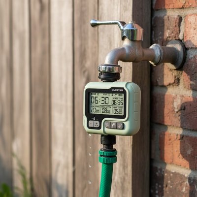Arrosage programmé intelligent Eco sur robinet extérieur sur mur brique