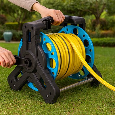 Dévidoir tuyau arrosage AquaRoll Compact  enroulant tuyau jaune