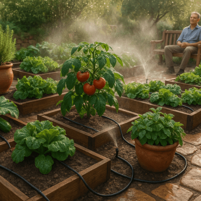 Embout Tuyau Arrosage Connecteur Droit Cannelé utilisés dans un oasis de jardin paisible avec irrigation goutte à goutte