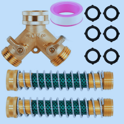 kit complet de l'Embout Tuyau Arrosage Séparateur-Robinet Y laiton avec extension ressort