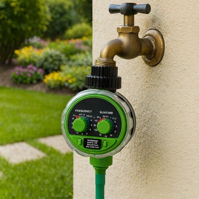 Programmateur d Arrosage O-Smart au mur d'une maison crépit