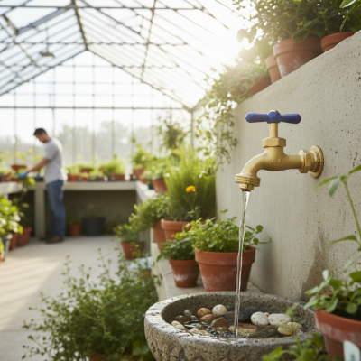Robinet jardin Laiton Doré Antigel bleur jardin d'eau serre