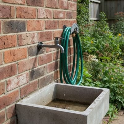 Robinet pour exterieur Arrosage Optimal+ au dessus lavabo beton