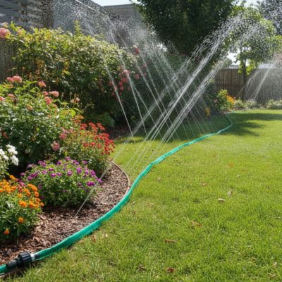 Irrigation du jardin avec tuyau arrosage perforé FlexiRobuste 