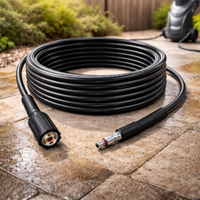 Tuyau nettoyeur haute pression PowerClean rouleau sur terrasse